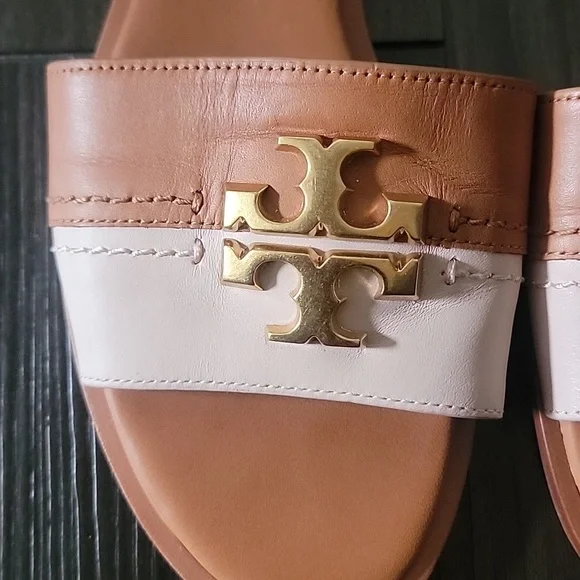 Tory Burch Everly Two-Tone Leather Slide Sandal - Picture 2 of 5